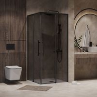 Душевое ограждение Niagara Nova NG-2830-34BLACK (100х100х195) квадрат,черный матовый,двери раздвижные,стекло тонированное,1 место — фото 2, Квадратные душевые уголки