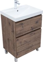 Тумба с раковиной Aquanet Алвита new 60 (Flat) напольная 2 ящ. цв.дуб веллингтон табак арт-00345676 — фото 10, Тумбы с раковиной