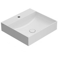 Раковина GLOBO T-EDGE подвесная или на столешницу с одним отверстием и двумя намеченными цвет белый B6R51BI — фото 1, Раковины накладные