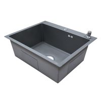 Кухонная мойка AZARIO NICOLE 600х500х220 нержавеющая сталь, в комплекте сифон, диспенсер, коландер, серый арт-AZG6050N — фото 2, Кухонные мойки