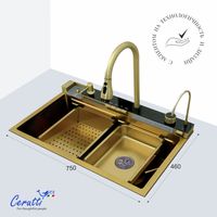 Товар: Многофункциональная мойка GLORIA Nano Gold (золото) из нержавеющей стали, кухонная (750х460х230) Ceruttispa арт-CT10355 - фото 4 Многофункциональная мойка GLORIA Nano Gold (золото) из нержавеющей стали, кухонная (750х460х230) Ceruttispa арт-CT10355 — фото 4, Кухонные мойки
