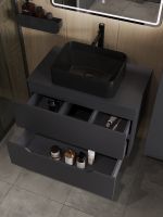 Orange Line Li-80TugMDF+B02-460MB тумба с раковиной подвесная 80 см, графит/черный Li-80TugMDF+B02-460MB — фото 4, Тумбы с раковиной