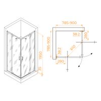 Душевой уголок квадратный RGW PA-038B 800x800, профиль черный, стекло прозрачное/6 мм, арт-350803888-14 — фото 10, Квадратные душевые уголки
