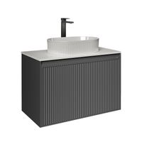 Тумба подвесная "КРИСТАЛЛ-80 см" с 1 ящ. графит матовая 108043 — фото 1, Тумбы под раковину