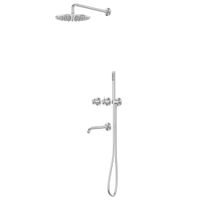 Душевая система ABBER Wasser Kreis 316 AF8150BST скрытого монтажа с изливом, термостат, сталь брашированная — фото 1, Встраиваемые душевые комплекты