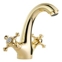 PRESTIGE См-ль д/раковины, донный клапан "click-clack", золото арт-31601 — фото 1, Смесители для раковины