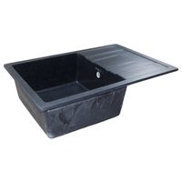 Кухонная мойка AZARIO Rio 750x505x185 искусственный мрамор, с "крылом", сифон в комплекте, цвет черный арт-CS00105230 — фото 1, Кухонные мойки