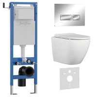 Комплект 3в1 IBERICA BLANCA инсталляция SILENCIO MINI, унитаз BILBAO ALTO белый, кнопка смыва ESTI-R хром глянцевый (IB.001M.BLA.234.213) — фото 1, Комплекты унитаз + инсталляция