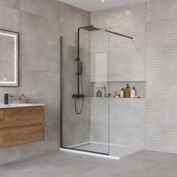 Душевая перегородка BelBagno Kraft 100 см, профиль черный матовый, стекло прозрачное, арт-KRAFT-L-1-100-C-NERO — фото 2, Душевые перегородки