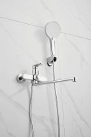 Смеситель для ванны однорычажный с длинным изливом и душем BELZ, хром арт-B22713 — фото 3, Смеситель для ванны