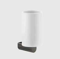 Стакан, Gessi, Rilievo, одинарный, ширина, мм-75, глубина, мм-100, высота, мм-150, ёмкость, мл-300, настенный, материал стакана-керамика белая (Neolite), материал держателя-металл, крепления в комплекте, цвет-Black Metal Brushed PVD арт-59507.707 — фото 2, Стаканы для зубных щеток