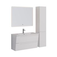 Тумба Lemark MIANO, 100 см под 1 раковину, подвесная, 2 ящика, цвет корпуса, фасада: Белый глянец арт-LM06M100T — фото 5, Тумбы под раковину