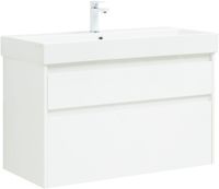 Тумба с раковиной Aquanet Nova Lite 100 2 ящ. (SLIM SYNERGY) цв. бел. глянец 00291826 — фото 1, Тумбы с раковиной