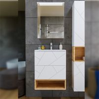 Комплект мебели для ванной Бриклаер КРИСТАЛЛ 60ZB, белый/дуб бунратти — фото 1, Комплекты мебели для ванной