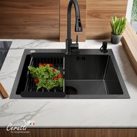 Мойка GLORIA60B nano black (графит) кухонная из нержавеющей стали (600х500х220) Ceruttispa CT11258 — фото 1, Кухонные мойки