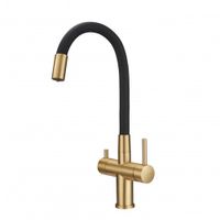 Смеситель для кухни с фильтром Milacio Ultra 560 (MCU.560.GDB) брашированное золото черный шланг — фото 1, Смесители для кухни