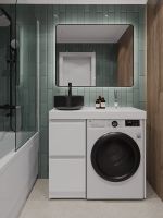 Orange Sistema Тумба напольная под стиральную машину с раковиной, белый арт-STM-100TUW+B07-345B — фото 5, Тумбы с раковиной