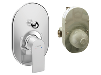 Смеситель для душа, Hansgrohe, Rebris E, тип открывания воды-однорычажный, тип регулирования воды-керамический картридж, монтаж-настенный встраиваемый, отверстия для монтажа-1, внутренняя часть-в комплекте, дивертер с переключателем вакуумного типа, цвет-хром арт-72458000 — фото 1, Встраиваемые смесители для душа