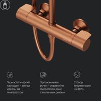 F0785A444 X-Joy, душ.система: см-ль д/душа с ТМС, душ.штанга,верхний душ 220мм, ручн душ, роз.золо — фото 4, Душевые системы