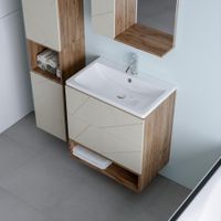 Тумба с раковиной и нишей Бриклаер , латте/дуб крафт табачный арт-КРИСТАЛЛ 70L — фото 7, Тумбы с раковиной