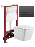 Agger Унитаз подвесной безободковый TORNADO белый с инсталляцией, микролифт, кнопка смыва черная арт-ATI10150+APB244 — фото 11, Комплекты унитаз + инсталляция