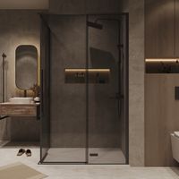 Душевое ограждение Grossman Galaxy (90х80х195) прямоугольник,раздвижная,черный матовый,стекло тонированное, 1 место арт-300.K33.01.9080.21.10 — фото 4, Прямоугольные душевые уголки