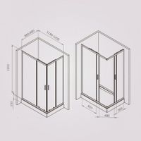 Gem душевое огражд прямоугольн.,раздвиж.двери 120x90 черный мат.,стекло прозрачн арт-W90G-403-120290-BT — фото 8, Прямоугольные душевые уголки