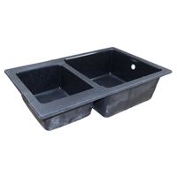 Кухонная мойка AZARIO Ostin 770x510х210 искусственный мрамор, двойная, сифон в комплекте, цвет черный арт-CS00105244 — фото 1, Кухонные мойки