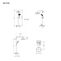 BOND Smart Душевая система с тропическим душем и смесителем с изливом арт-B63-9100 — фото 7, Душевые стойки