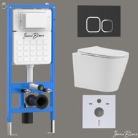 Комплект 3в1 IBERICA BLANCA инсталляция SILENCIO, унитаз BURGOS ALTO белый, кнопка смыва ESTI-Q черный матовый (IB001.BRA.234.832) — фото 1, Комплекты унитаз + инсталляция