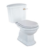 BELLA Комплект унитаз моноблок выпуск в пол, бачок с ручкой золото, белый (БЕЗ КРЫШКИ) 31096 — фото 1, Напольные унитазы