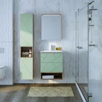 Зеркальный шкаф Бриклаер КРИСТАЛЛ 56 см, дуб гранж песочный арт-4627125417221 — фото 4, Шкафы для ванной