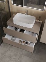 Товар: Orange Line Li-100TuLMDF+B07-600W тумба с раковиной подвесная 100 см, латте/белый Li-100TuLMDF+B07-600W - фото 4 Orange Line Li-100TuLMDF+B07-600W тумба с раковиной подвесная 100 см, латте/белый Li-100TuLMDF+B07-600W — фото 4, Тумбы с раковиной