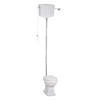 BELLA Комплект унитаз напольный выпуск в стену, бачок высокий с цепочкой хром, белый (БЕЗ КРЫШКИ) 30325 — фото 1, Напольные унитазы