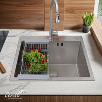 Мойка GLORIA50 nano embos (матовый хром) кухонная из нержавеющей стали (500х500х220) Ceruttispa CT11255 — фото 1, Кухонные мойки