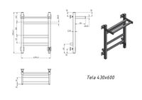 Полотенцесушитель электрический Grota Tela 430х600 черный Tela 430х600 RAL9005 EL — фото 4, Электрические полотенцесушители