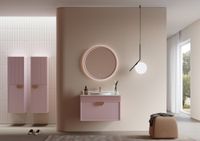 Пенал ORKA Molino 40 подвесной, розовый матовый, 2 ручки в комплекте золото и хром, универсальный 3006298 — фото 1, Пеналы для ванной комнаты