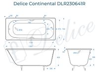 Ванна чугунная Delice Continental 130х70 с отверстиями под ручки DLR230641R — фото 3, Чугунные ванны