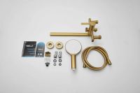 Смеситель для ванны однорычажный с длинным изливом и душем BELZ, брашированное золото, арт-B22813-5 — фото 11, Смеситель для ванны