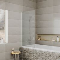 Шторка на ванну стеклянная D&K Berlin DG1007001, 140*70, хром полированный — фото 1, Неподвижные шторки для ванной