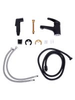 OneLife смеситель для раковины однорычажный полимерный с гигиеническим набором, черный арт-P01-022b — фото 6, Смесители для раковины