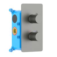 AQ1392BGM ЕВРОПА термостатический смеситель для ванны 2 режима (внешняя и скрытая часть), оружейная сталь — фото 1, Смеситель для душа