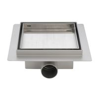 Трап для душа AZARIO 150х150 цельнометаллический, решетка "под плитку", горизонтальный выпуск арт-AZZ1TILE150 — фото 1, Трапы для душа