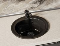 Кухонная мойка AZARIO Solo 505x505x190 искусственный мрамор, сифон в комплекте, цвет черный арт-CS00105237 — фото 2, Кухонные мойки