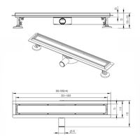 Душевой лоток AZARIO 800 мм, D40(50), решетка из нержавеющей стали "под плитку", металлический желоб, поворот 360°, комбинированный затвор арт-AZT3TILE800 — фото 5, Трапы для душа