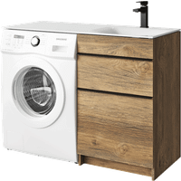 Напольная тумба под стиральную машину с двумя ящиками 115 см, цвет дуб балтийский с умывальником арт-TER01052NDB+FOR.11.04.D-R — фото 5, Тумбы с раковиной