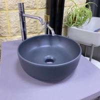 Раковина Scarabeo GLAM накладная без перелива без отверстий цвет лава матовая с антибактериальным и грязеотталкивающим покрытием BIOKER арт-1808 37 BK — фото 2, Раковины накладные