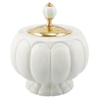 OLIVIA Баночка, H18xD16 см, керамика белая, золото 17449 — фото 1, Органайзеры для ванной