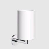 Стакан, Gessi, Tondo, одинарный, ширина, мм-75, глубина, мм-107, высота, мм-172, ёмкость, мл-300, настенный, материал стакана-керамика белая (Neolite), материал держателя-металл, крепления в комплекте, цвет-хром арт-63607.031 — фото 1, Стаканы для зубных щеток