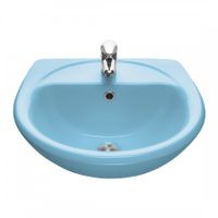 Умывальник "Соната" 54 см. с отв., с переливом (хром. кольцо) голуб. SANTERI арт-131112S0611B0 — фото 2, Раковины подвесные